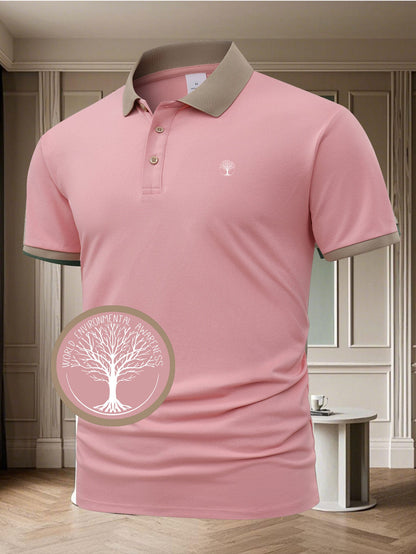 Herren Polo-Shirt mit Kontrastkragen – Eleganter Freizeit- und Business-Look, Umweltbewusstes Design