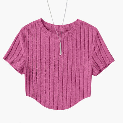 Damen Kurzarm-Ripptop im Casual-Look – Perfekt für Freizeit und Alltag