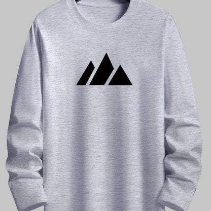Unisex Langarmshirt mit Rundhalsausschnitt und Berg-Print
