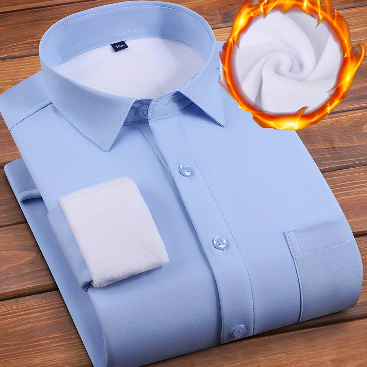 Herren Winterhemd Langarm mit Brusttasche und Fleecefutter