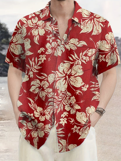 Herren Vintage Hawaiihemd mit Blumenmuster – Perfektes Sommerhemd für Urlaub & Freizeit