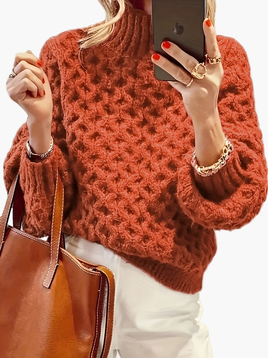 Damen Strickpullover im Casual Style mit Stehkragen – Perfekt für Herbst und Winter