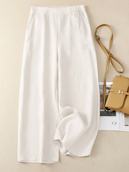 Damen Elegante Weite Freizeithose mit Bindegürtel – Lockerer Business & Alltagsstil