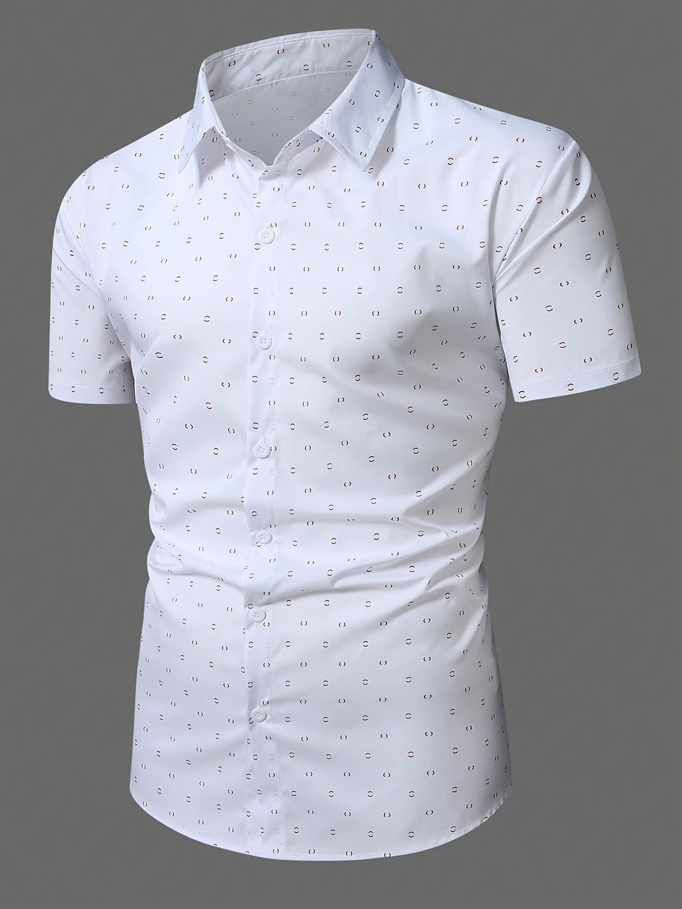 Herren Kurzarm Business-Freizeithemd mit modernem Minimal-Print – Stilvoll für Büro & Alltag