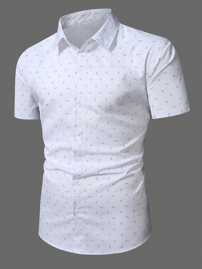 Herren Kurzarm Business-Freizeithemd mit modernem Minimal-Print – Stilvoll für Büro & Alltag