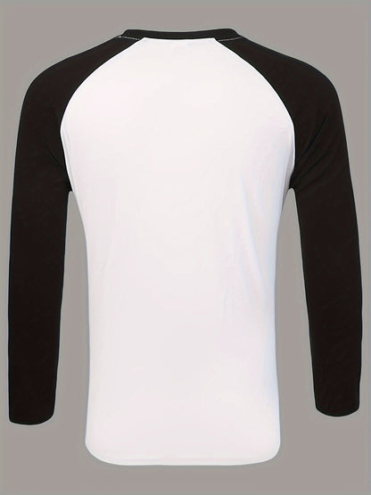 Herren Langarm Raglan T-Shirt Zweifarbig Rundhals