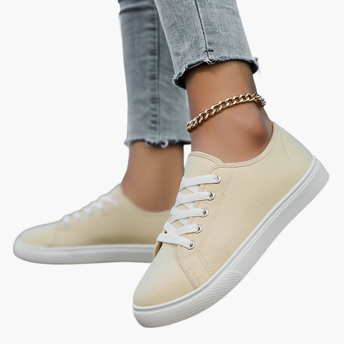 Damen Freizeit-Sneaker mit Schnürung – Bequeme Low-Top Schuhe für Alltag und Freizeit