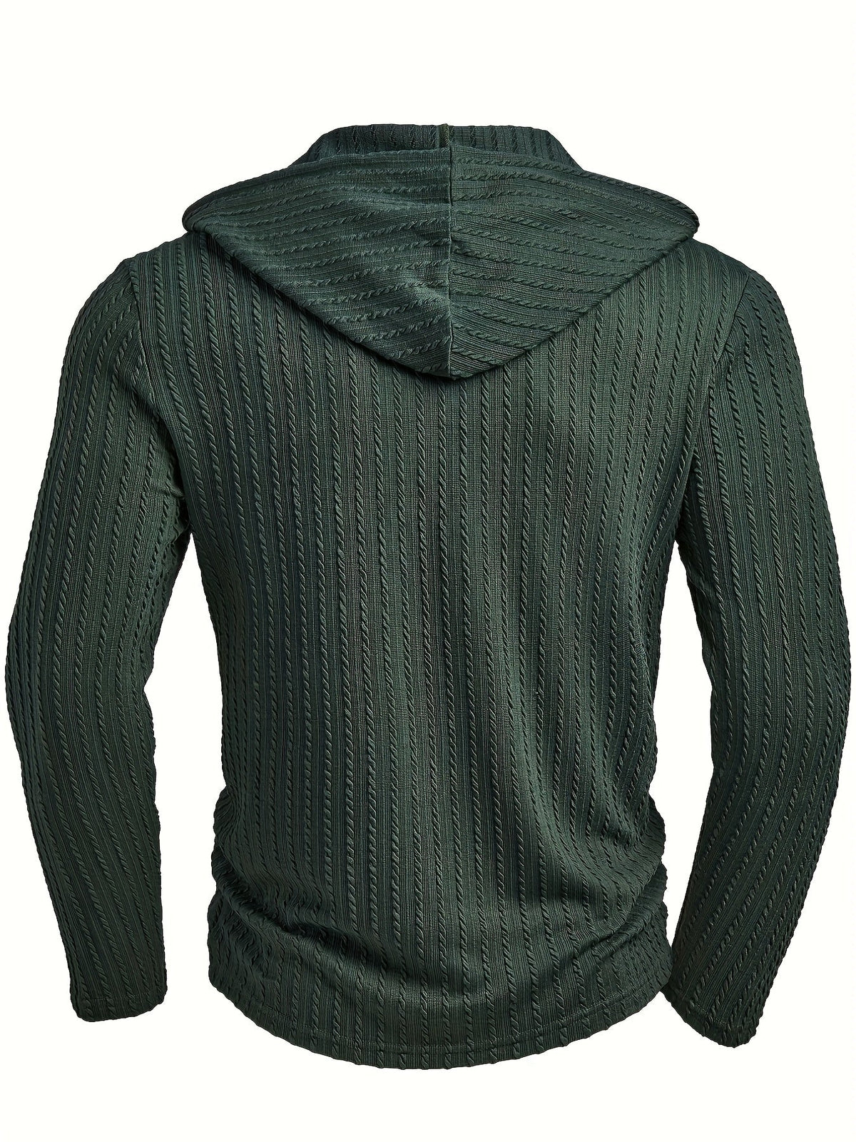 Herren Hoodie Langarmshirt gerippt mit Knopfleiste & Kapuze