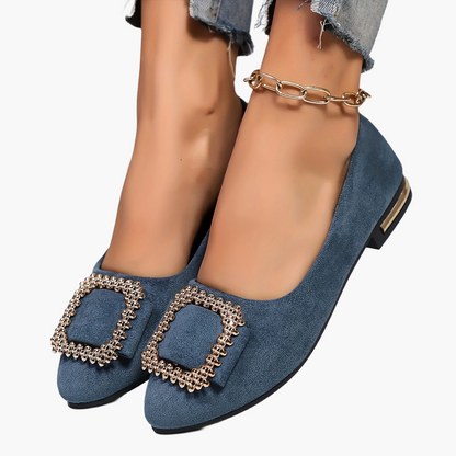 Damen Ballerinas mit funkelnder Schnalle – Elegante Slip-Ons für Alltag & besondere Anlässe