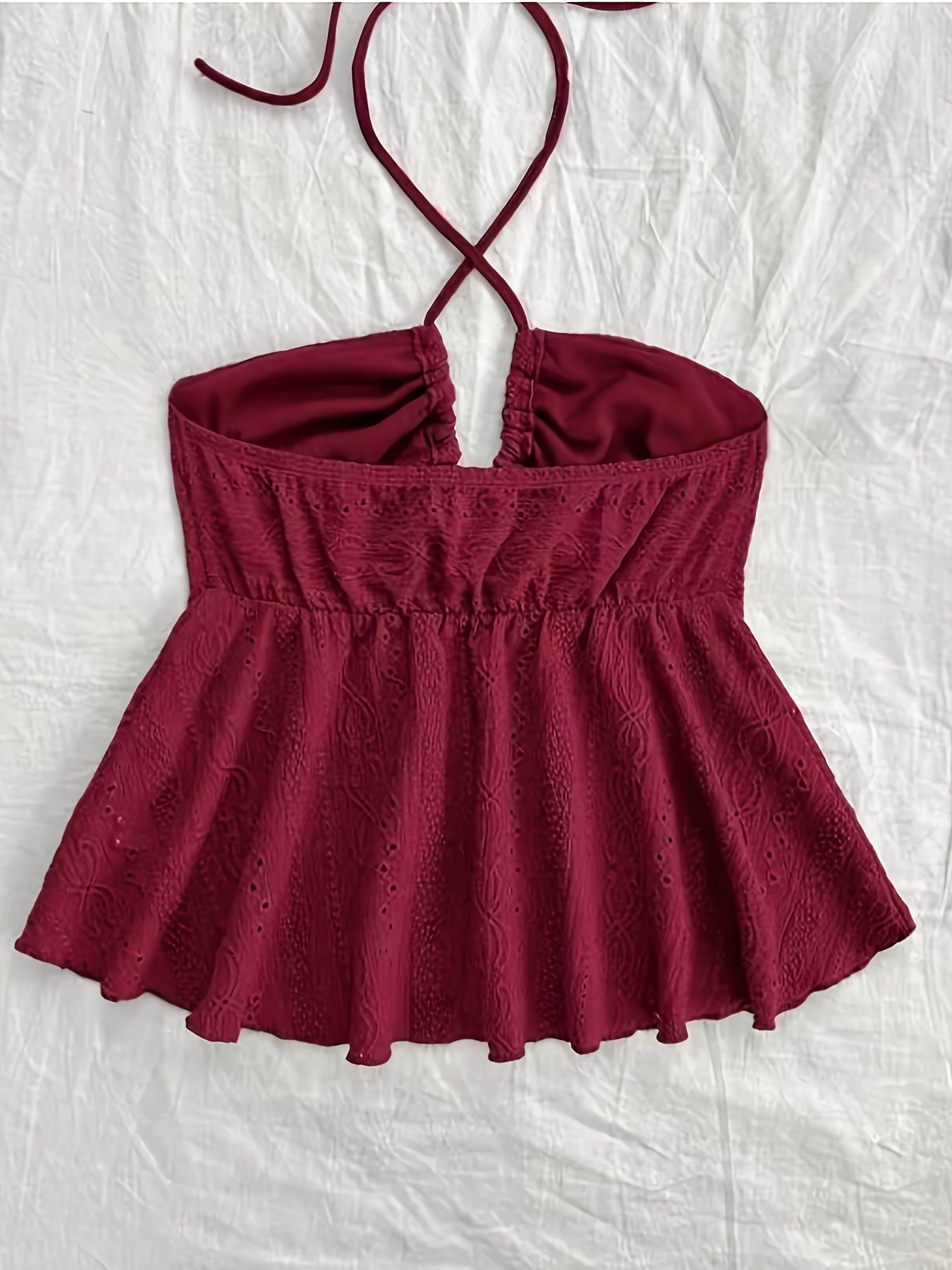 Damen Halter Babydoll Top mit Stickerei und Vintage-Charme – Verspieltes Sommertop