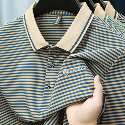 Herren Polo-Shirt mit Streifenmuster und Stickerei – Modisch & Vielseitig für Alltag und Freizeit