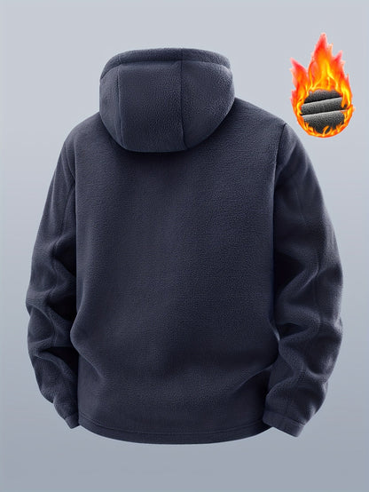 Unisex Kapuzen-Fleecejacke mit Reißverschluss, warmes Futter