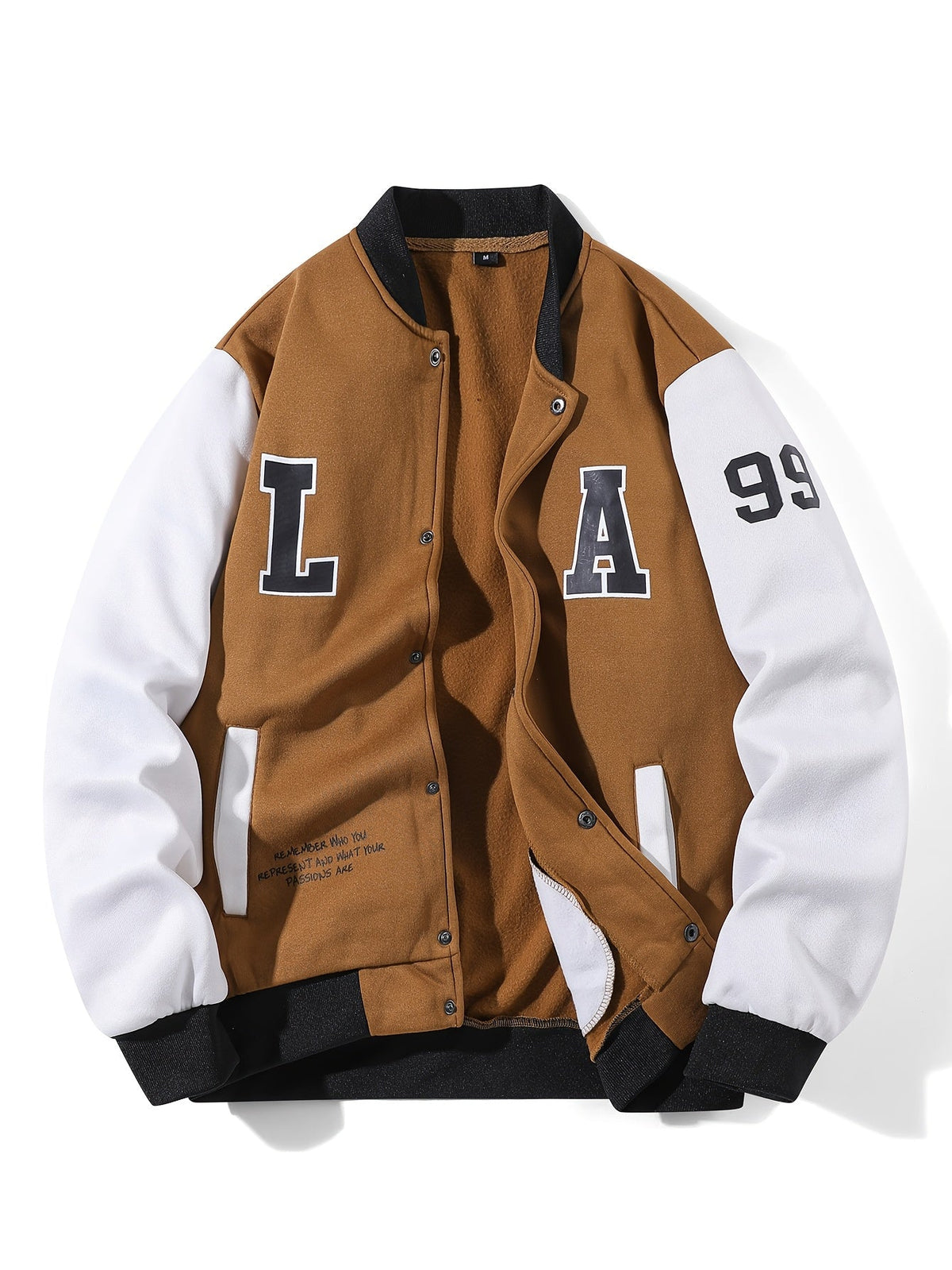 College Jacke Unisex mit Kontrastärmeln und Druckknöpfen, Baseball Bomberjacke