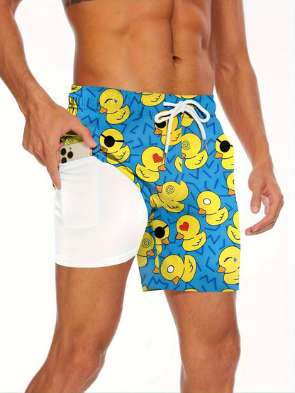 Herren Badeshorts mit Gummienten-Print – Lustige Badehose für Freizeit & Strand