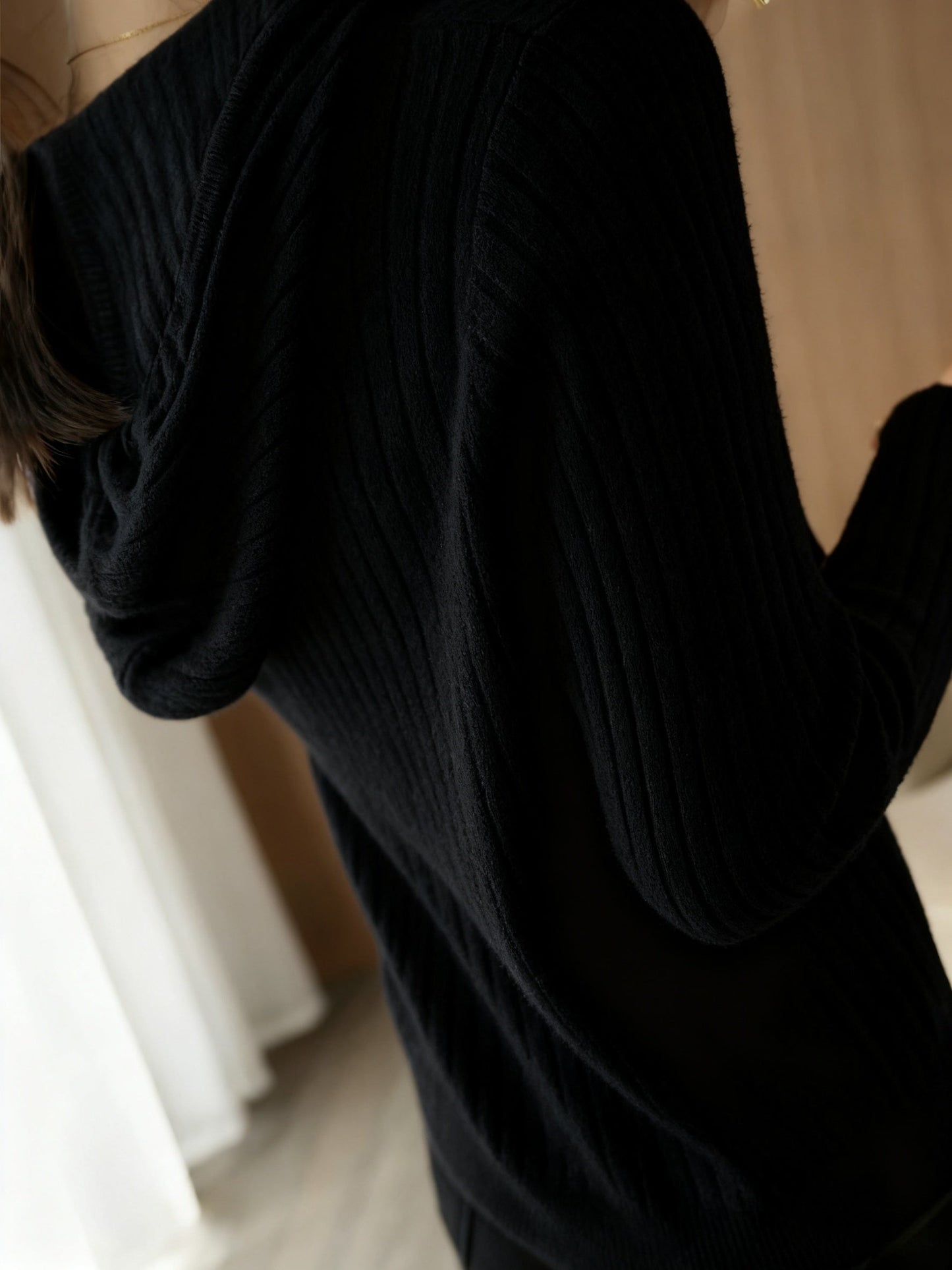 Damen Kapuzenpullover Gerippt mit Knopfleiste Lange Ärmel