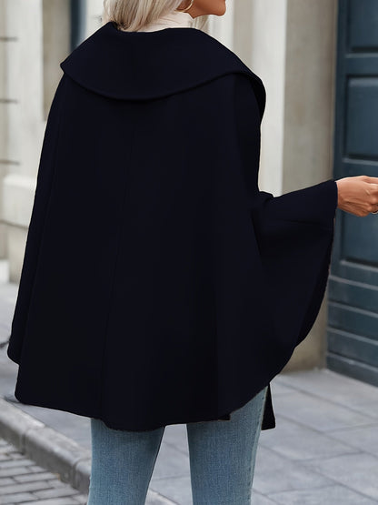 Damen Cape Mantel mit Gürtel und breitem Reverskragen