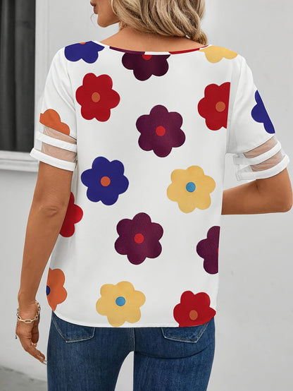 Damen Bluse mit Blumenmuster und Asymmetrischem Ausschnitt – Elegante Sommermode für Alltag und Freizeit