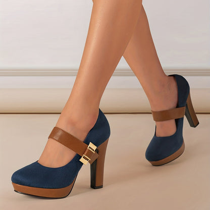 Damen Mary-Jane High Heels mit Blockabsatz für elegante Anlässe