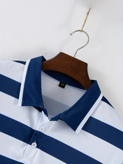 Herren Poloshirt mit breiten Streifen – Modernes Freizeit- und Business-Casual Shirt