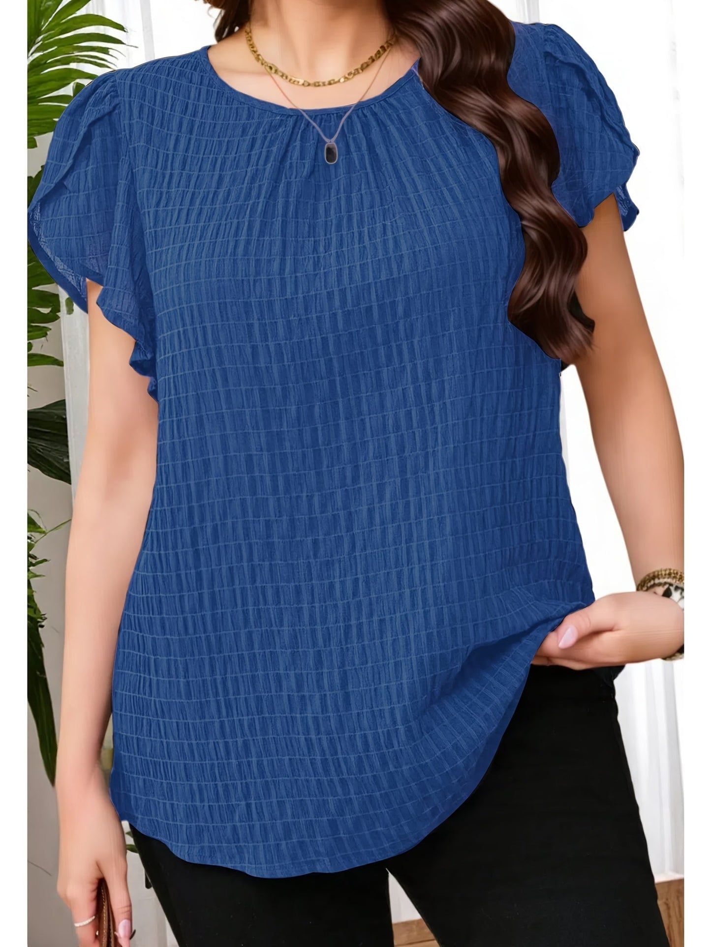 Damen Elegante Bluse mit Rüschenärmeln – Luftiges Oberteil für Alltag & Büro