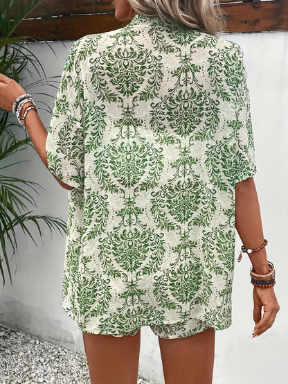 Damen Sommer Zweiteiler Set – Lässiges Boho Kimono & Shorts Outfit für Urlaub, Strand & Freizeit