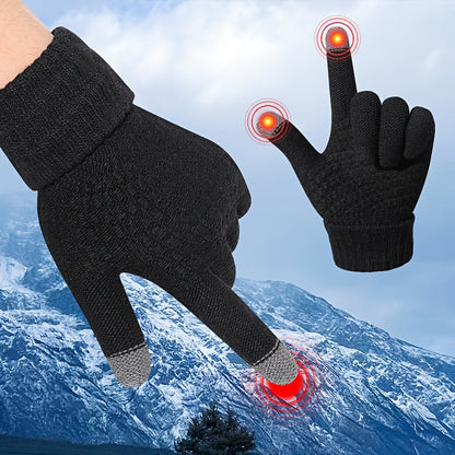 Unisex Winterhandschuhe mit Touchscreen-Funktion, Gestrickte Warme Handschuhe, Mehrfarbig