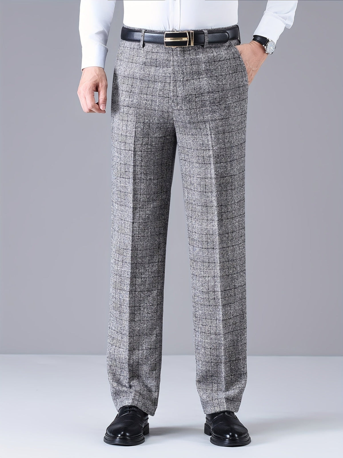 Herren Hose im Karomuster Anzughose Klassisch Elegante Freizeithose