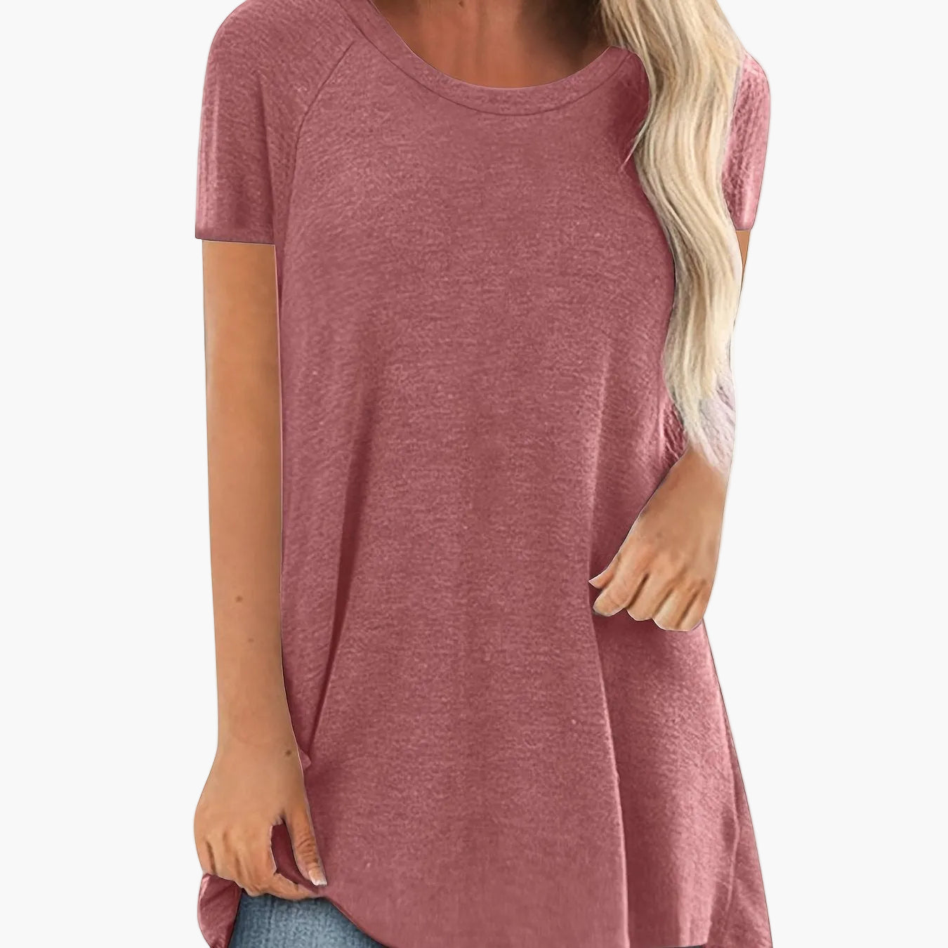 Damen Tunika T-Shirt mit kurzen Ärmeln und lockerem Schnitt – Bequemes Freizeit-Oberteil für Alltag und Büro