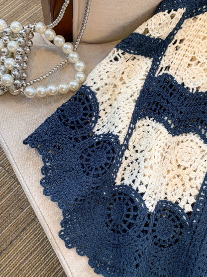 Damen Häkel-Top im Boho-Stil, ärmellos, modisch für Freizeit und Strand