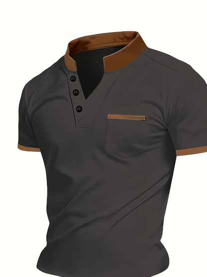 Herren Poloshirt mit modernem Stehkragen und Brusttasche – Stilvolles Freizeit- und Business-Oberteil