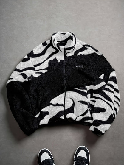 Fleecejacke Unisex mit Stehkragen und Reißverschluss, Tiermuster, mehrere Farben