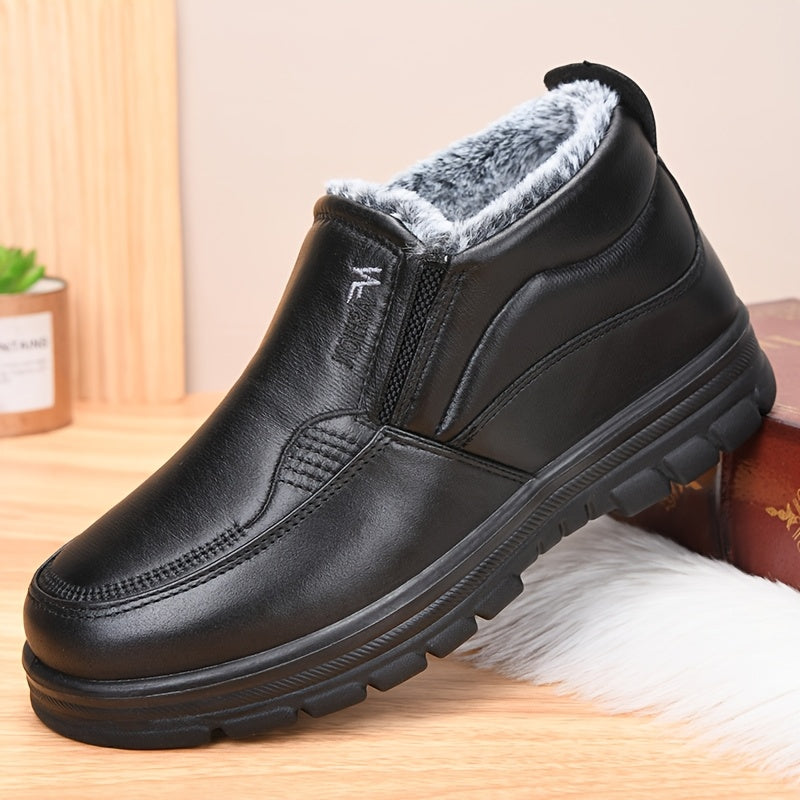 Herren Winterschuhe Slip-on Stiefel mit Plüschfutter und Profilsohle