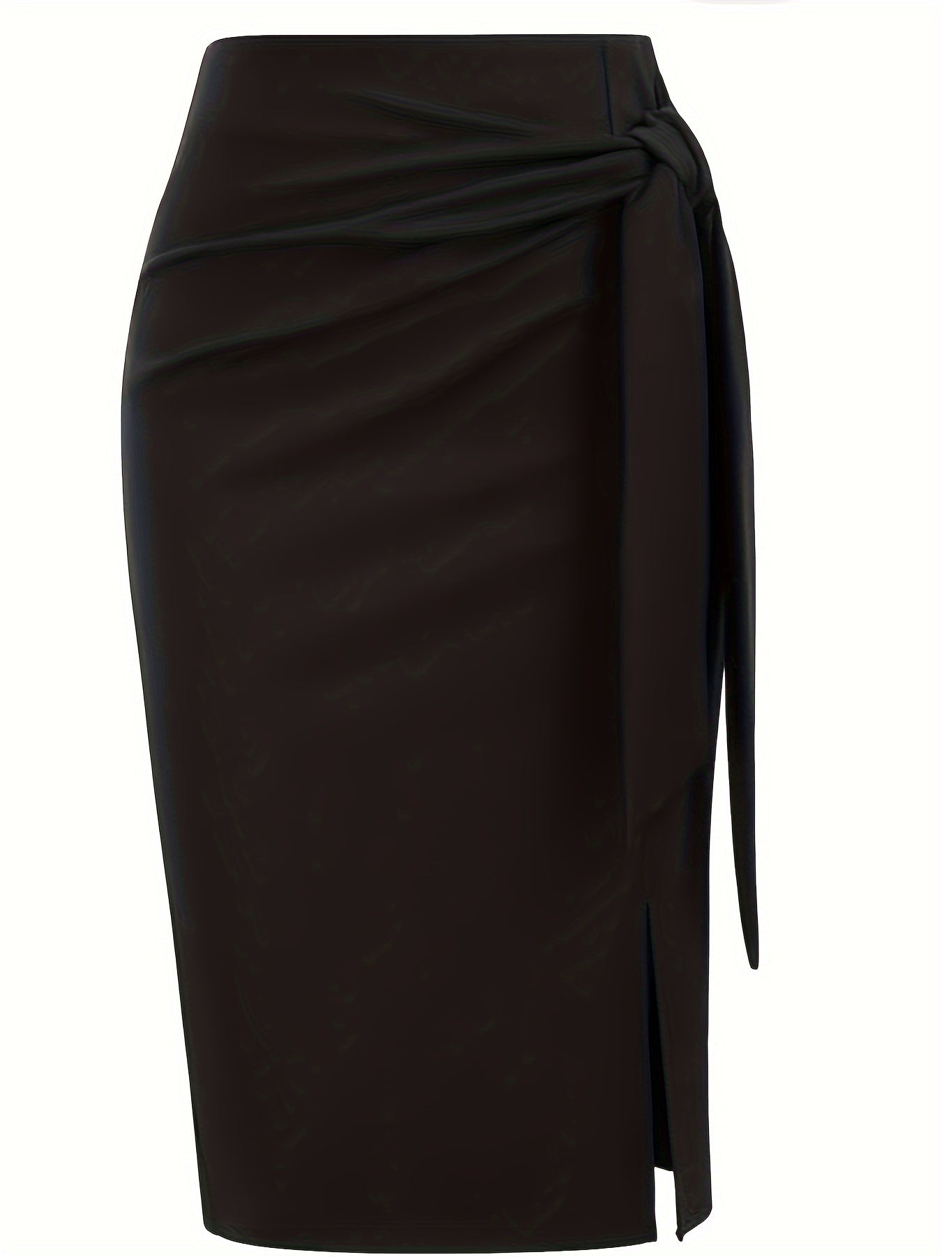 Damen Eleganter Midirock mit Knoten-Detail und Schlitz – Perfekt für Büro & Ausgehen
