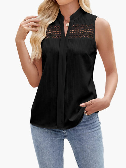 Damen Elegante Ärmellose Bluse mit Spitzendetails für Freizeit und Büro