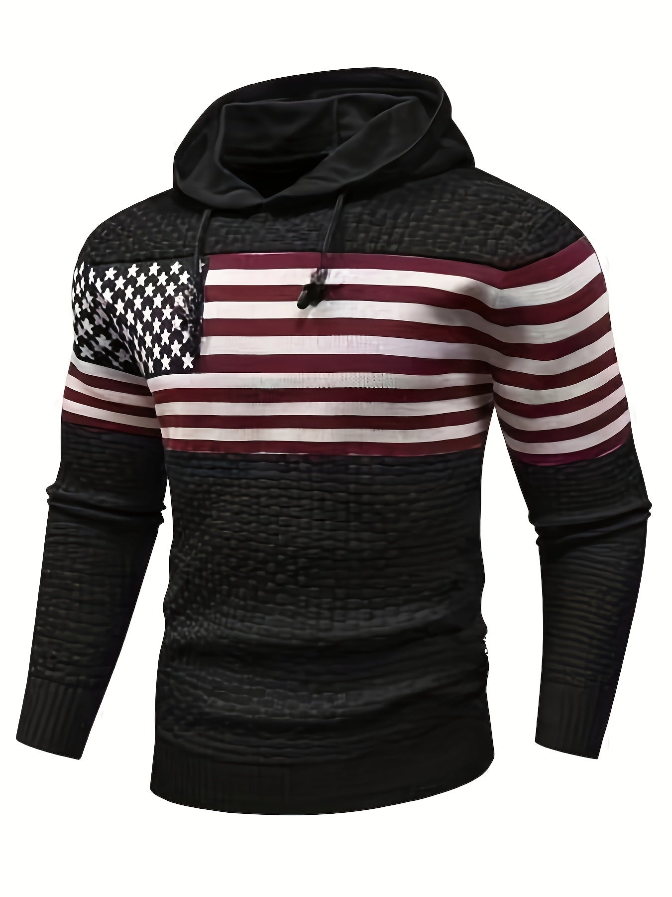 Herren Hoodie Strick-Optik mit Kapuze & Kängurutasche Grau-meliert