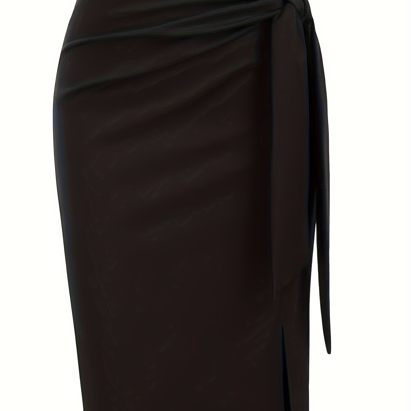 Damen Eleganter Midirock mit Knoten-Detail und Schlitz – Perfekt für Büro & Ausgehen