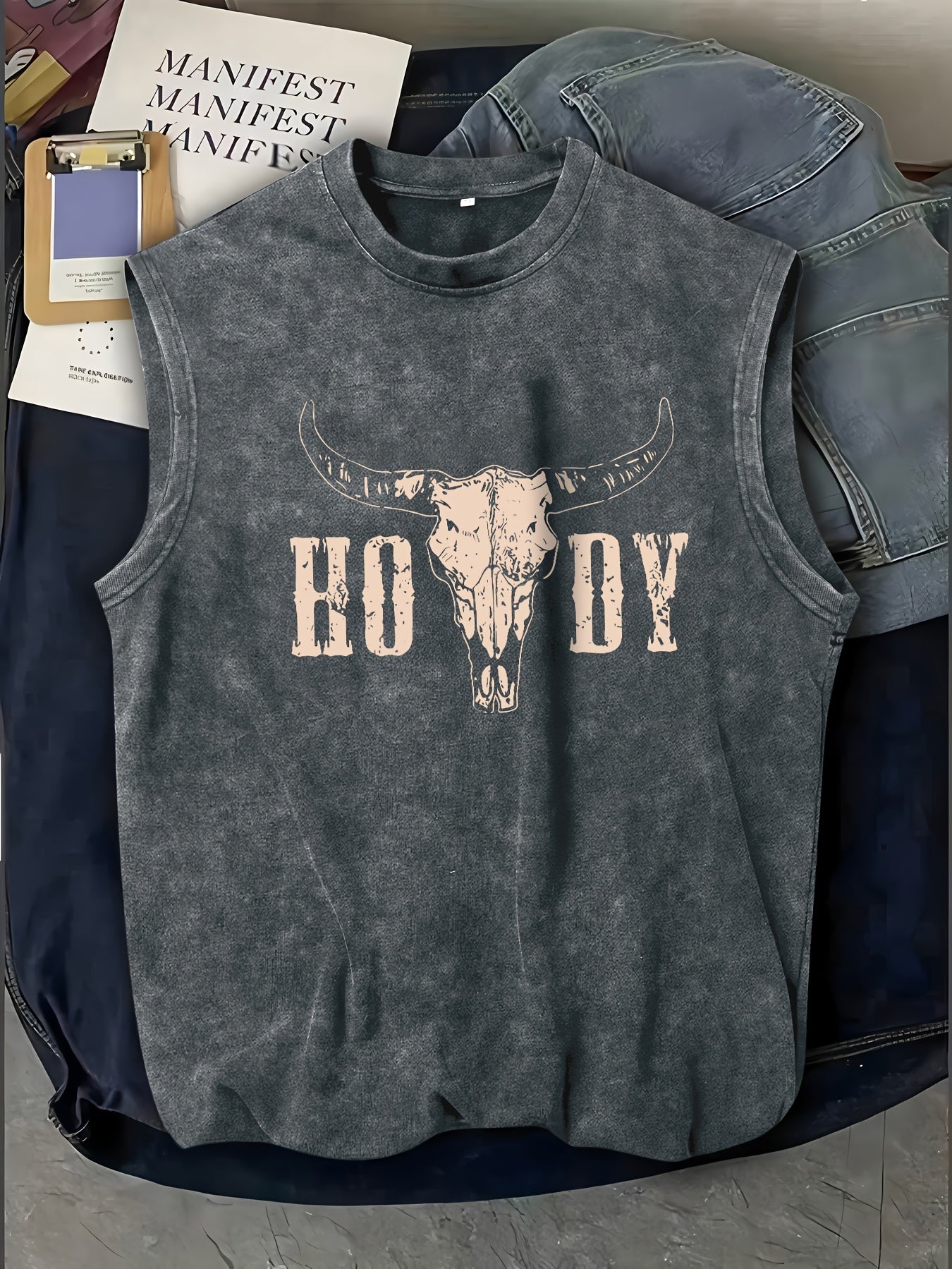 Herren Western Tanktop mit Print – Lässiges ärmelloses Shirt im Vintage-Stil für Freizeit & Festivals