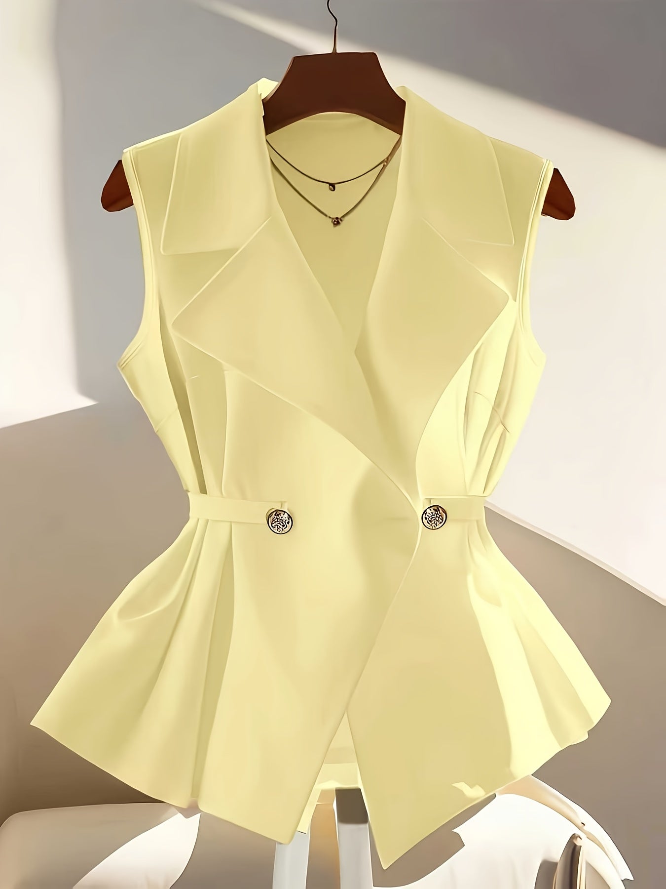 Damen Business Weste Elegant Modern mit Taillengürtel – Stilvolle ärmellose Blazerweste für Büro & Anlassmode