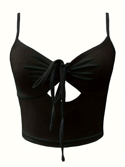 Damen Crop Top mit Frontschleife und Cut-Out – Modisches Camisole für Alltag und Ausgehen