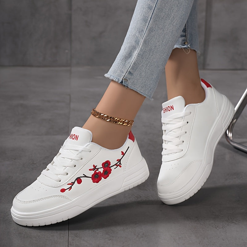 Damen Sneaker mit Blumenstickerei und modischem Design – Alltag & Freizeit