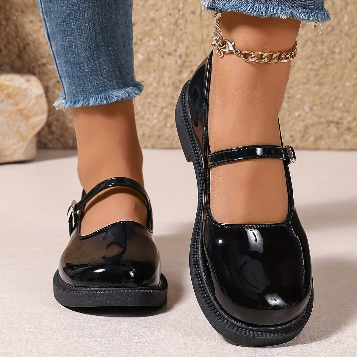 Damen Mary Jane Ballerinas im Preppy-Stil – Bequeme Alltagsschuhe mit Riemchen