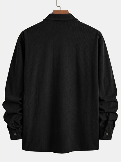 Herren Cordhemd Overshirt mit zwei Brusttaschen Langarm Freizeithemd