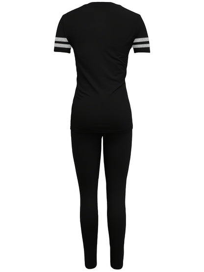 Damen Trainingsanzug Zweiteiler – Sportlich & Freizeit, Bequemes Outfit mit T-Shirt und Leggings