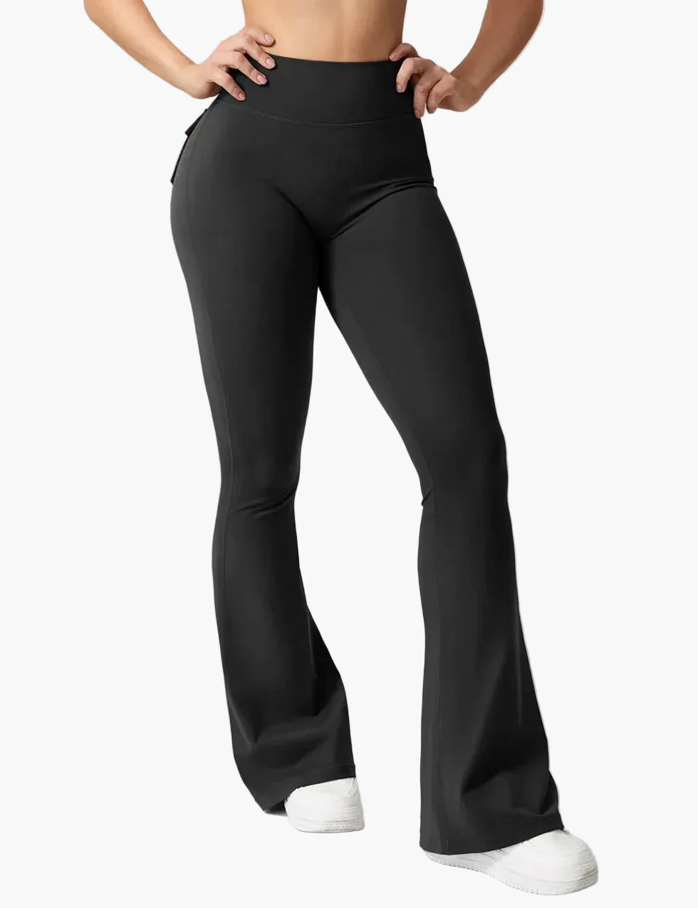 Damen Bootcut Cargo Fitness Leggings mit Push-Up Effekt und Taschen – Sport & Freizeit