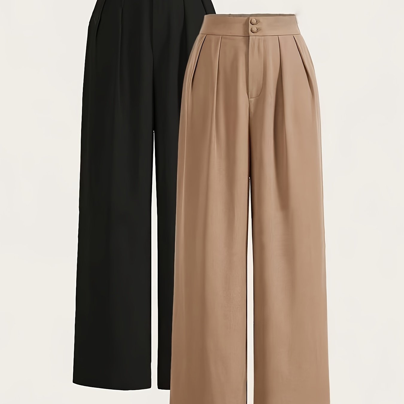 Damen Weite High-Waist Anzughose Elegant mit Bügelfalten Business & Freizeit