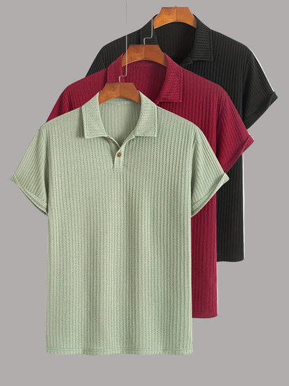 Herren Poloshirt Set Kurzarm – Klassischer Stil mit Modernem Strukturmuster, Vielseitig für Büro & Freizeit