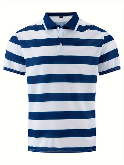 Herren Poloshirt mit breiten Streifen – Modernes Freizeit- und Business-Casual Shirt