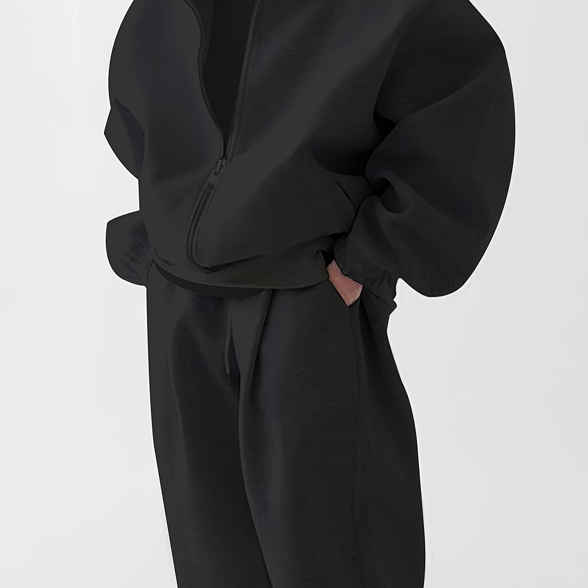Unisex Trainingsanzug Set mit Reißverschluss Kapuzenjacke und Jogginghose