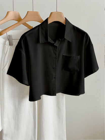 Damen Kurzarm Bluse im modernen Cropped-Look – Lässig & vielseitig kombinierbar
