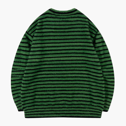 Herren Streetwear Strickpullover mit Streifen – Lockerer Stil für Herbst und Winter